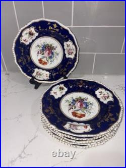 6 Royal Crown Derby Hand Dinner Plates 8.75 C. 1820