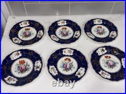 6 Royal Crown Derby Hand Dinner Plates 8.75 C. 1820