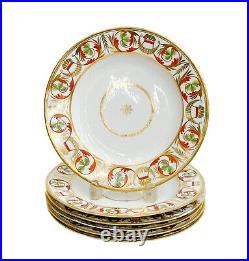 6 Royal Crown Derby Hand Painted Porcelain Dinner Plates circa 1810