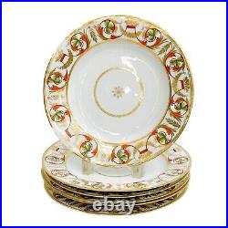 6 Royal Crown Derby Hand Painted Porcelain Dinner Plates circa 1810