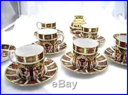 6 Royal Crown Derby Old Imari English Bone China Demitasse Tea Cup Saucer 1128