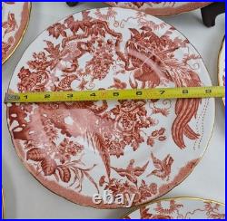 6 Royal Crown Derby Old RED AVES 9-1/8 Luncheon Plates 1958