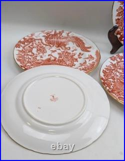 6 Royal Crown Derby Old RED AVES 9-1/8 Luncheon Plates 1958
