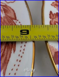 6 Royal Crown Derby Old RED AVES 9-1/8 Luncheon Plates 1958