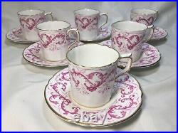 (6) Royal Crown Derby Pink/Purple A-567 DEMITASSE SETS