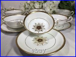 (6) Royal Crown Derby'Star of Eden' CREAM SOUP SETS with Red Cartouche