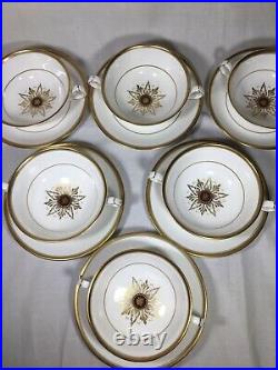 (6) Royal Crown Derby'Star of Eden' CREAM SOUP SETS with Red Cartouche