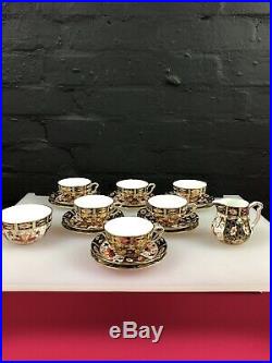 6 x Royal Crown Derby 2451 Imari Tea Set Trios Cups Saucers Plates Jug + Sugar