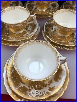 6 x Royal Crown Derby Gold Aves A1235 Tea Trios Cups Saucer Side Plates 1964/65