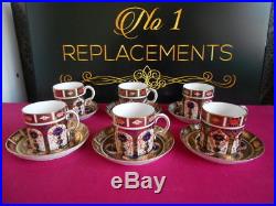 6 x Royal Crown Derby Old Imari 1128 Coffee Cups Saucers 1950/75