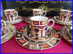 6 x Royal Crown Derby Old Imari 1128 Coffee Cups Saucers Side Plates 1930 / 38