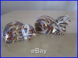 7 Mint Royal Crown Derby Imari Cat Figurines Paperweight