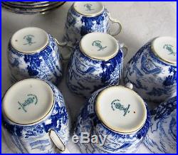 7 Royal Crown Derby Blue Mikado Cups And Saucers