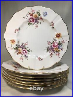 (7) Royal Crown Derby'Derby Posies' Surrey Shape 10.5 Inch DINNER PLATES