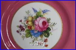 8 Hot Pink ROSEMARY ROSE Royal Crown Derby Neiman Marcus Bread Butter Plate VTG