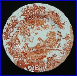 8 ROYAL CROWN DERBY China Red Aves XXXVIII Salad Plate 8 1/2 Scalloped MINT