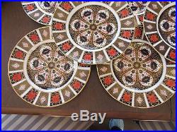 8 Royal Crown Derby 10 1/2 DINNER PLATES Old Imari 1128