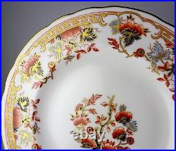 8 Royal Crown Derby A732 Salad Plates Orange & Blue Floral Gold Greek Key Inset