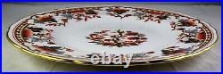 8 Royal Crown Derby A732 Salad Plates Orange & Blue Floral Gold Greek Key Inset