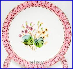 8 Royal Crown Derby England Hand Painted Pink Porcelain Dessert Plates c. 1890