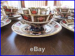 8 Royal Crown Derby Footed Tea CUPS & SAUCERS Old Imari 1128