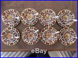 8 Royal Crown Derby Footed Tea CUPS & SAUCERS Old Imari 1128