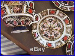 8 Royal Crown Derby Footed Tea CUPS & SAUCERS Old Imari 1128