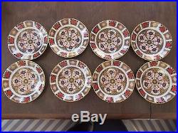 8 Royal Crown Derby Footed Tea CUPS & SAUCERS Old Imari 1128