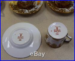 (8) Royal Crown Derby Gold Aves Demitasse Coffee Cans & Saucers 1976 A1235