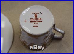 (8) Royal Crown Derby Gold Aves Demitasse Coffee Cans & Saucers 1976 A1235