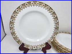 8 Royal Crown Derby Heraldic Gold 8 3/8 Salad Plates