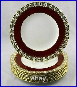 8 Royal Crown Derby Heraldic Maroon Dinner Plates 10-1/4 Multiple Available