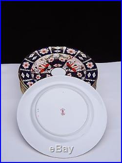 8 Vintage Royal Crown Derby Traditional Imari 10 3/8 Dinner Plates #2451