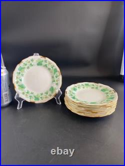8 royal crown derby green maple leaf plates