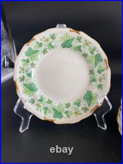 8 royal crown derby green maple leaf plates