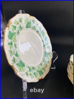 8 royal crown derby green maple leaf plates