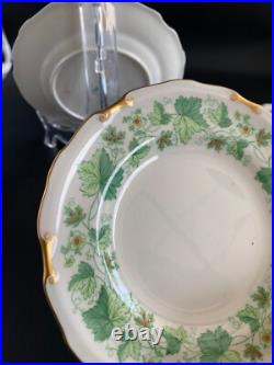 8 royal crown derby green maple leaf plates