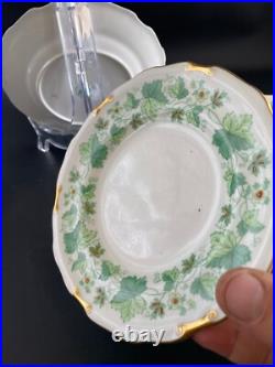 8 royal crown derby green maple leaf plates