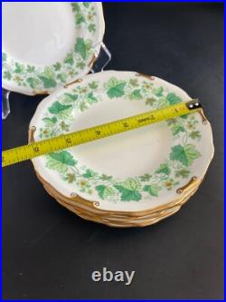 8 royal crown derby green maple leaf plates