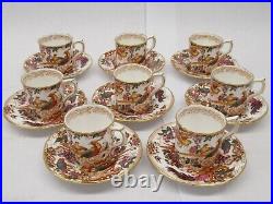 8pc Royal Crown Derby, England Olde Avesbury XLIV Demitasse tea cups & saucers