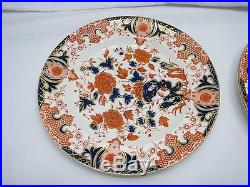 9 Antique Royal Crown Derby China 8 Salad Plates Blue/Red/Gold 1721 Porcelain