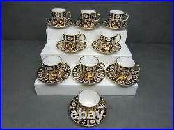 9 English Royal Crown Derby Traditional Imari 2451 Demitasse Cups and Saucers