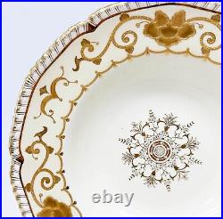 9 Royal Crown Derby England Gilt Porcelain Rimmed Soup Bowls 1890