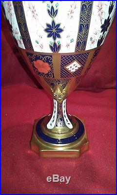 A Pair of 1128 Pattern Royal Crown Derby Trophy Vases 40cm tall