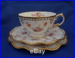 A Royal Crown Derby'royal Antoinette' Trio (tea Cup Saucer Side Plate)