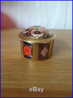 A Stunning ROYAL CROWN DERBY Solid Gold Band'Old Imari 1128' Lidded Trinket Box