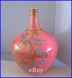 Antique 1877-90 Royal Crown Derby Salmon Pink Vase Gold Flowers Vase Pedestal