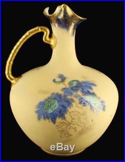 Antique Royal Crown Derby Art Nouveau Cobalt Blue Pitcher Ewer Iris Flower Gilt