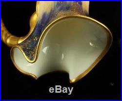 Antique Royal Crown Derby Art Nouveau Cobalt Blue Pitcher Ewer Iris Flower Gilt