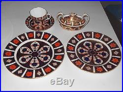 Antique Royal Crown Derby Imari 1128 Lot 2 Plates, Cup & Saucer, Sugar